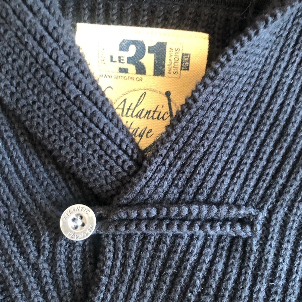 Coastal Marine Chunky Knit Black and White Striped Cotton Sweater XL - Picture 8 of 10